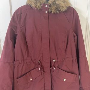 H&M long jacket size 10 with fur inside ..